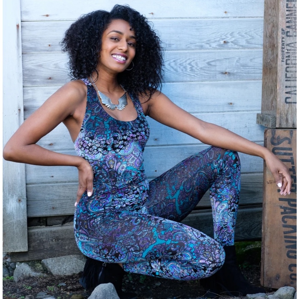 New Warrior Within Purple Paisley Velvet Burnout Panther Ladyhawke Onesie